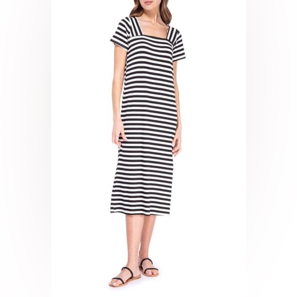 BOBEAU STRIPE SQUARE NECK MIDI SOFT DRESS 🌸IN STORES🌸